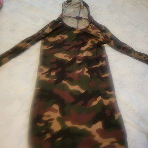 Army fatigue dress with hood